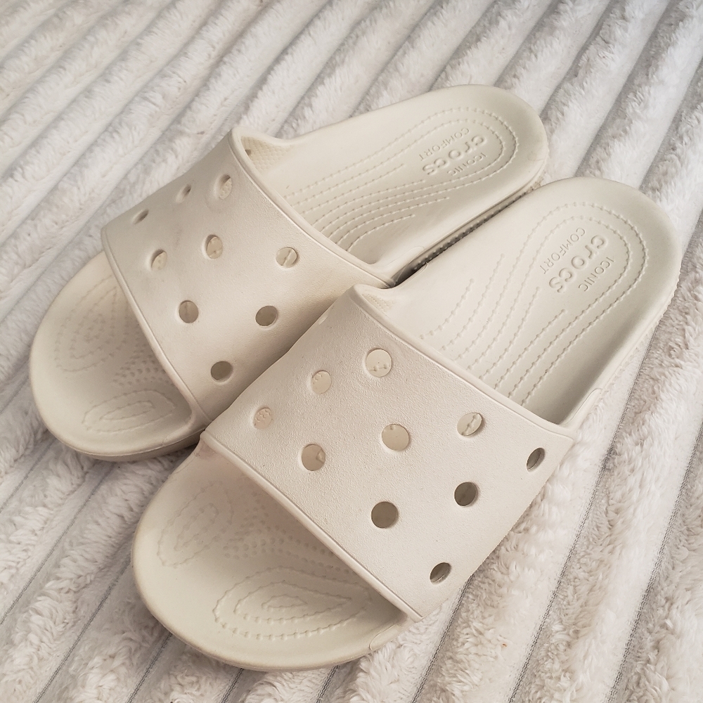 Crocs Unisex Iconic Comfort Creme Slide Sandals W10 M8
